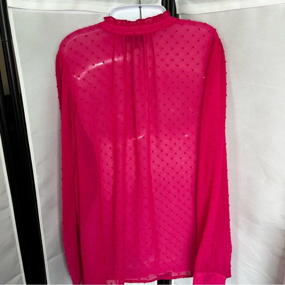 Torrid Chiffon Clip Dot Ruffle Neck Tie Front Top - Picture 8 of 10